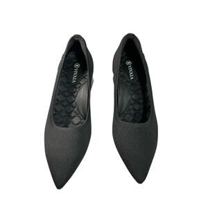 Vivaia Aria Pointed Toe Pumps Black Knit Wool Heels Size 38 - 8 Women’s Black